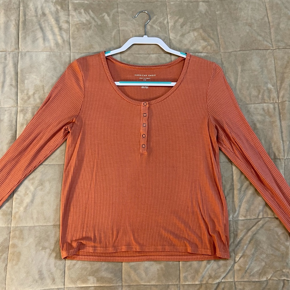 Orange American Eagle Soft& Sexy Long Sleeve Top